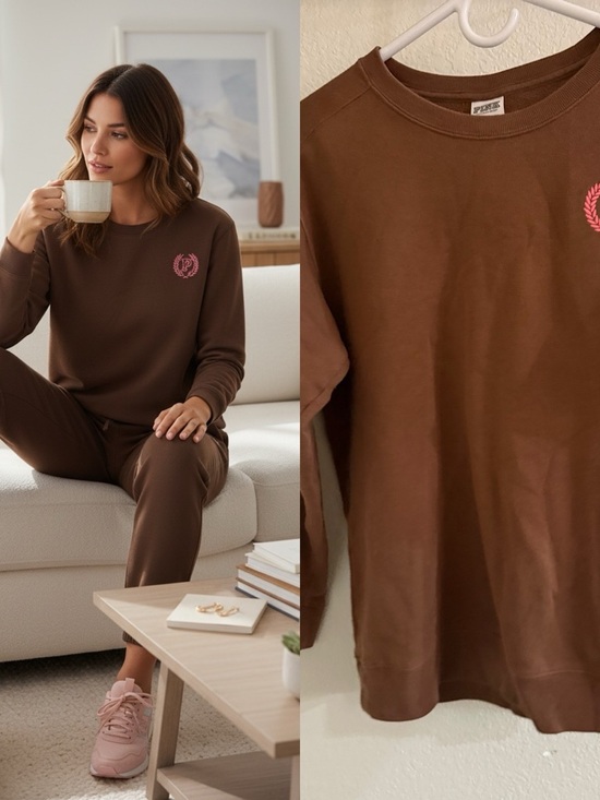 PINK Victoria's Secret Tops - Victoria’s Secret PINK Brown Sweatshirt Crewneck Small Cozy